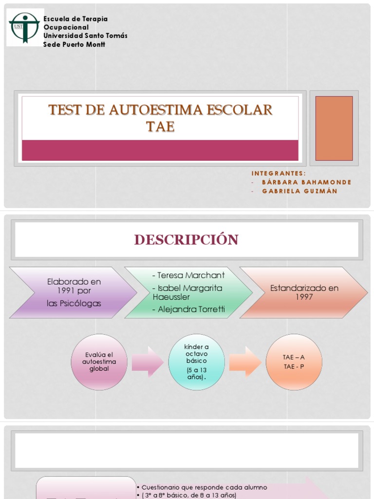 Test de Autoestima Escolar TAE: Escuela de Terapia Ocupacional ...