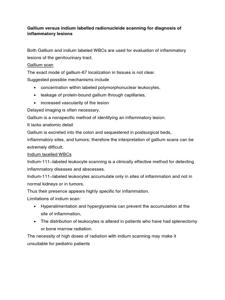Gallium and Indium Scan | PDF