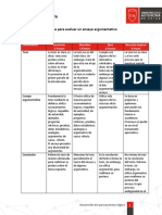 Rubrica para Evaluar Un Ensayo Argumentativo