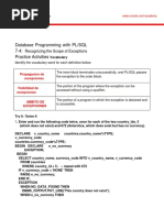 Database Programming With PL/SQL 7-4: Practice Activities