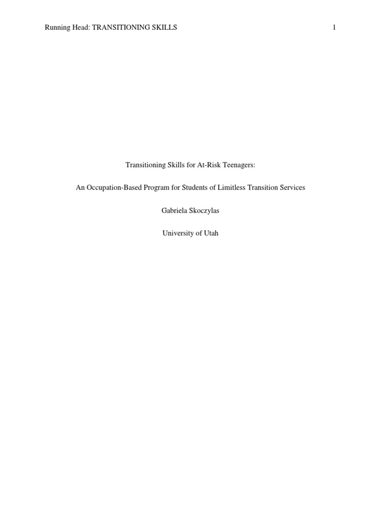 Transition Skills Program for At-Risk Teens | PDF | Occupational ...