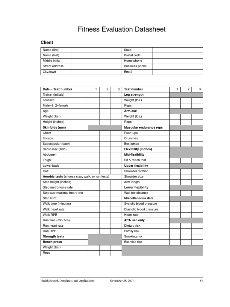 Fitness Evaluation Datasheet | PDF | Physical Fitness | Heart