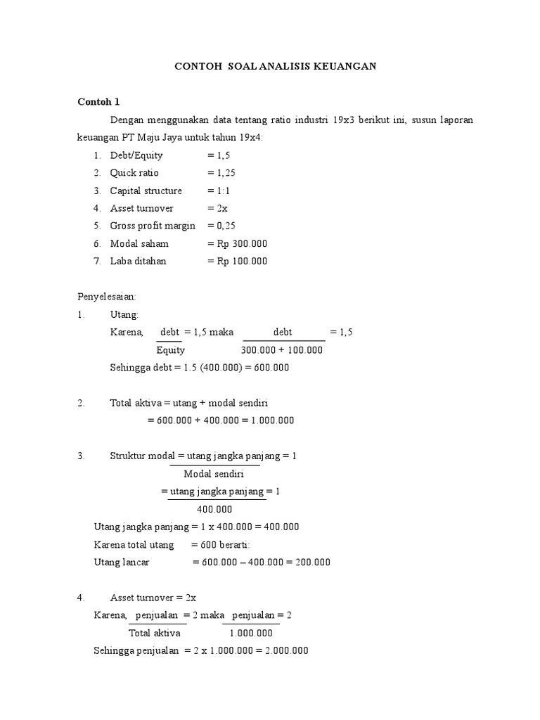 Contoh Soal Quick Ratio