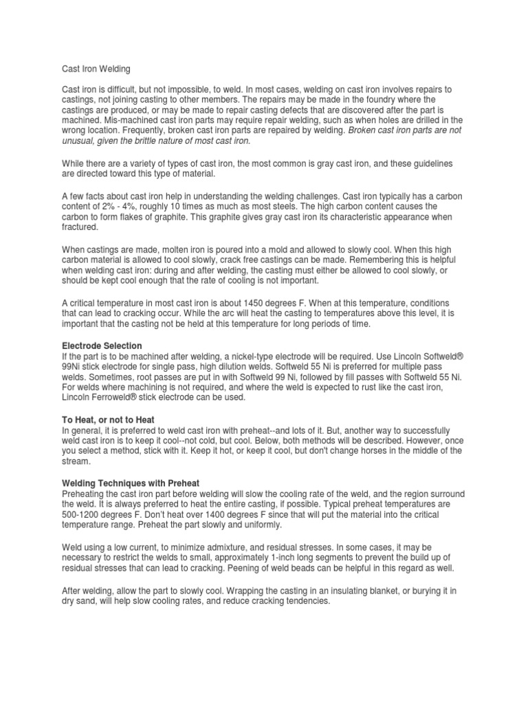 Unusual, Given The Brittle Nature of Most Cast Iron. Electrode