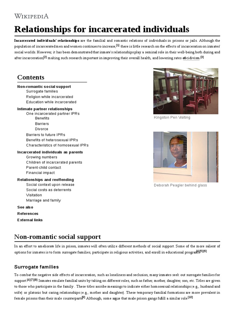 Relationships For Incarcerated Individuals PDF Recidivism Prison