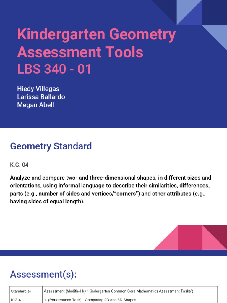 Kindergarten Geometry Assessment Tools | PDF | Shape | Geometry