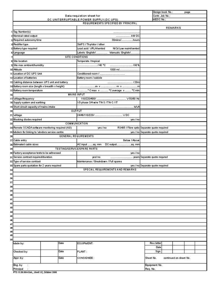 DC UPS Design and Specification Sheet | PDF | Rectifier | Power Supply