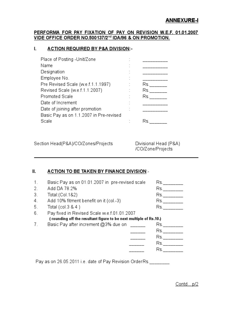 Pay Fixation Format PDF Government Economies