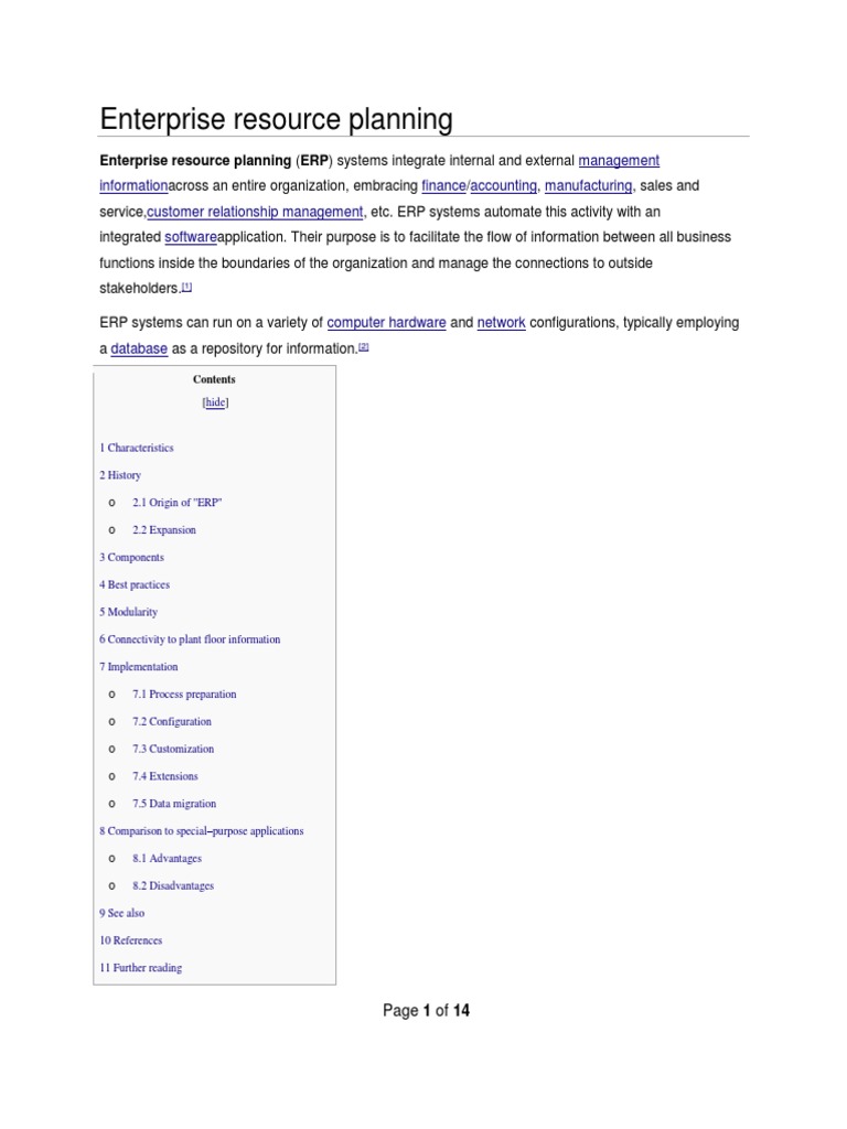 ERP Systems for Business Integration | PDF | Enterprise Resource ...