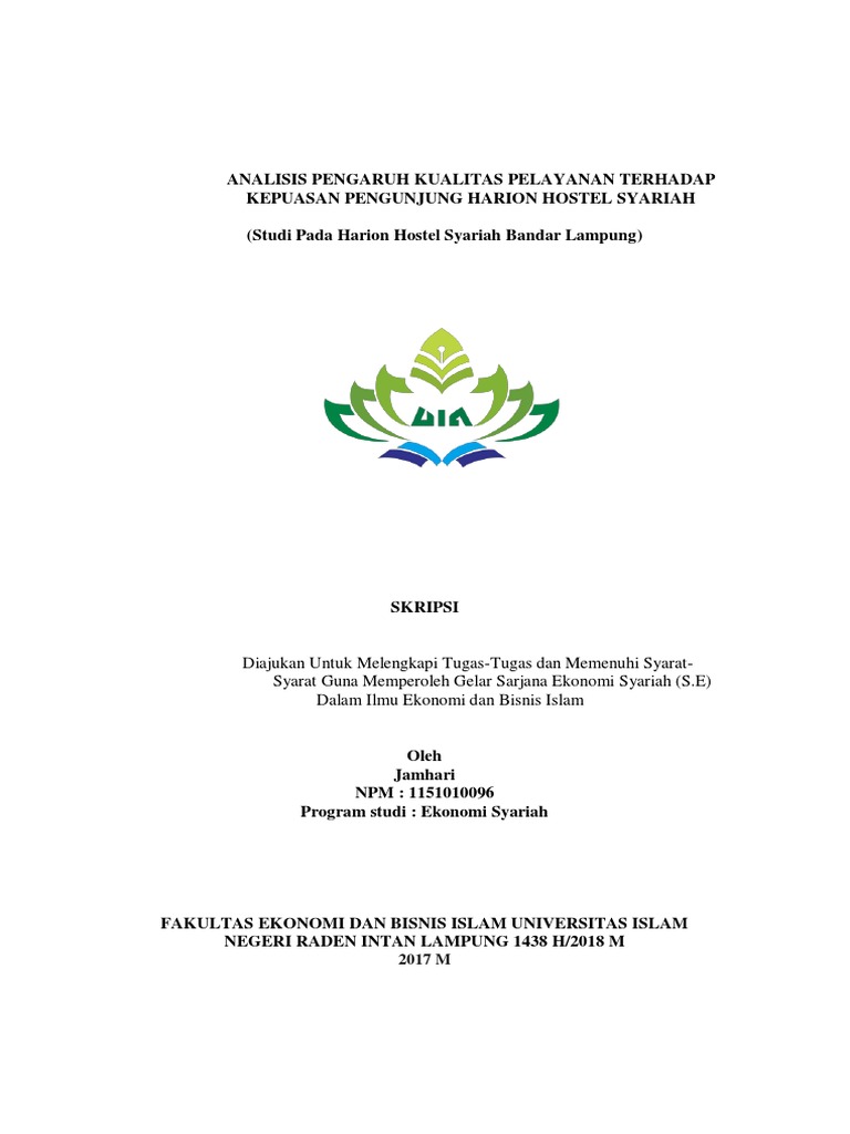 Cover Skripsi Uin Lampung Ide Judul Skripsi Universitas