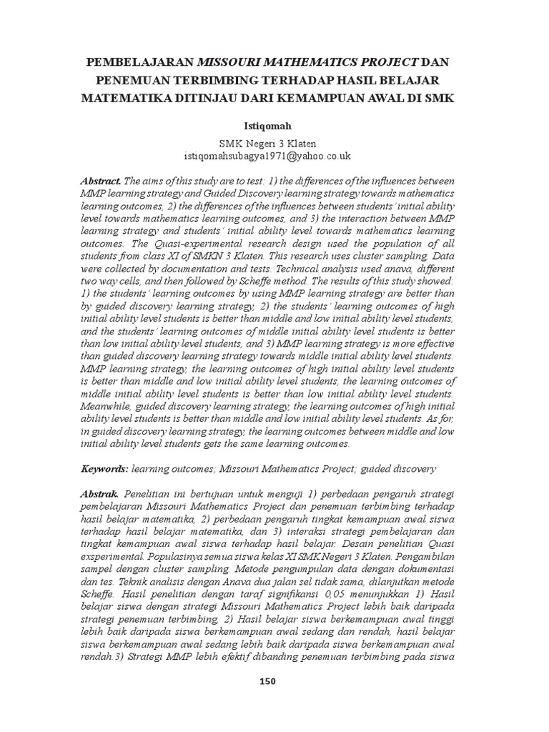 MMP vs Guided Discovery in Math Learning | PDF