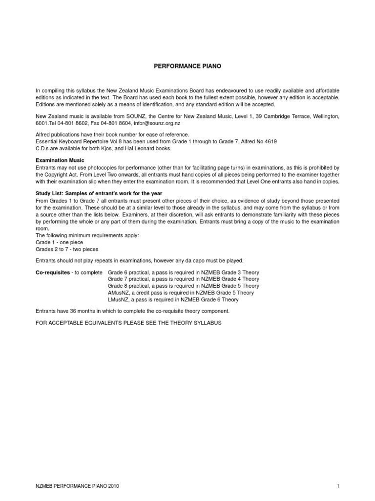 Performance Piano: Examination Music | PDF | Interval (Music) | Scale ...