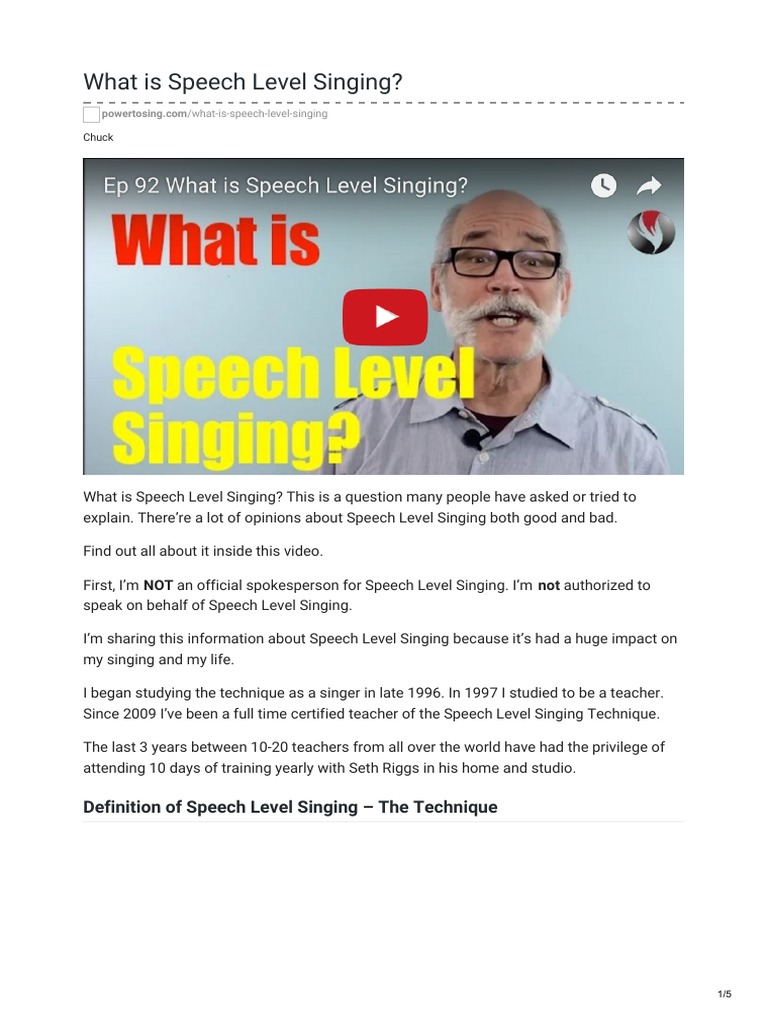 What Is Speech Level Singing? PDF Human Throat Singing