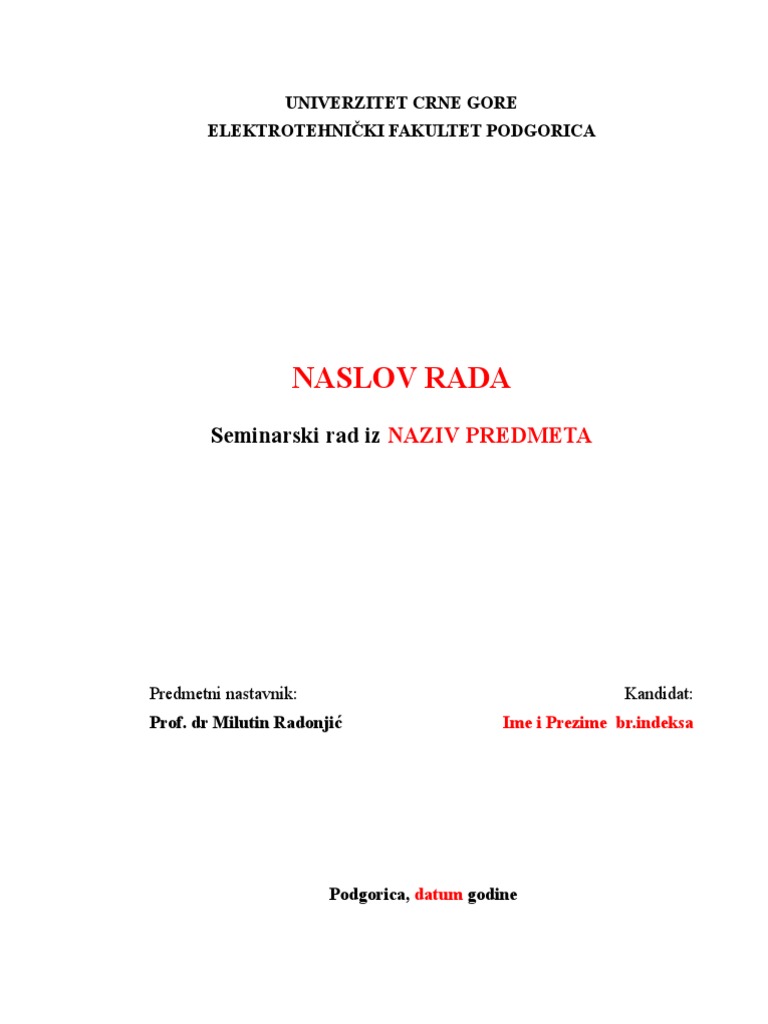 Seminarski Rad Template PDF