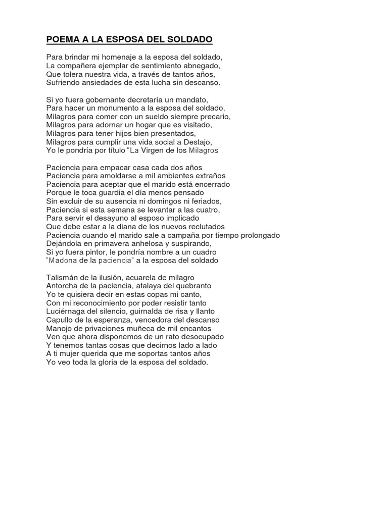 Poema A La Esposa Del Soldado Oracion Prueba Gratuita De 30