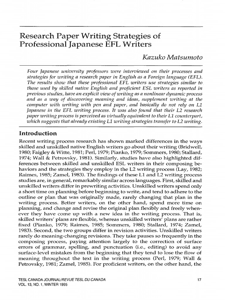 Japanese EFL Writers' Research Strategies | PDF | English As A Second ...