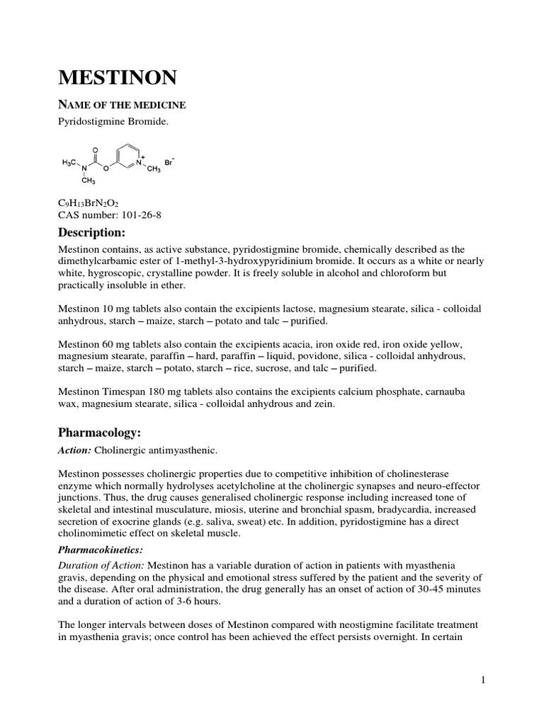 Mestinon tablets price