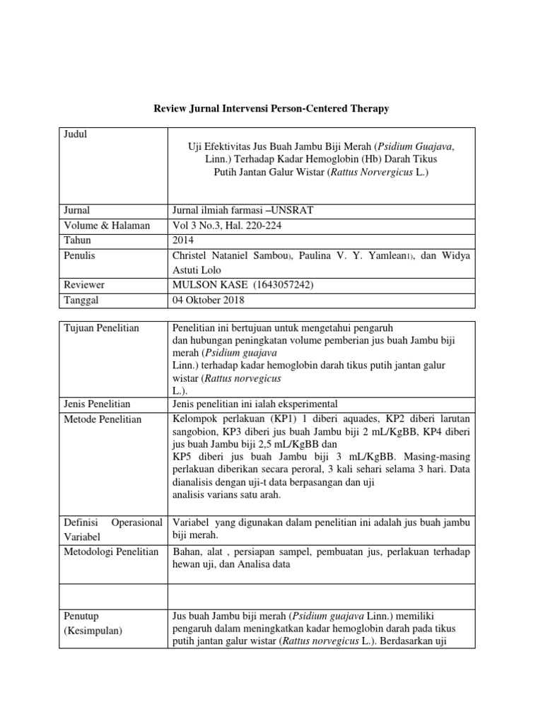Review Jurnal Intervensi Person