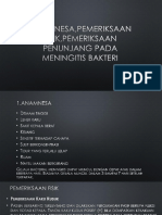 Anamnesa, Pemeriksaan Fisik, Pemeriksaan Penunjang Pada Meningitis Bakteri