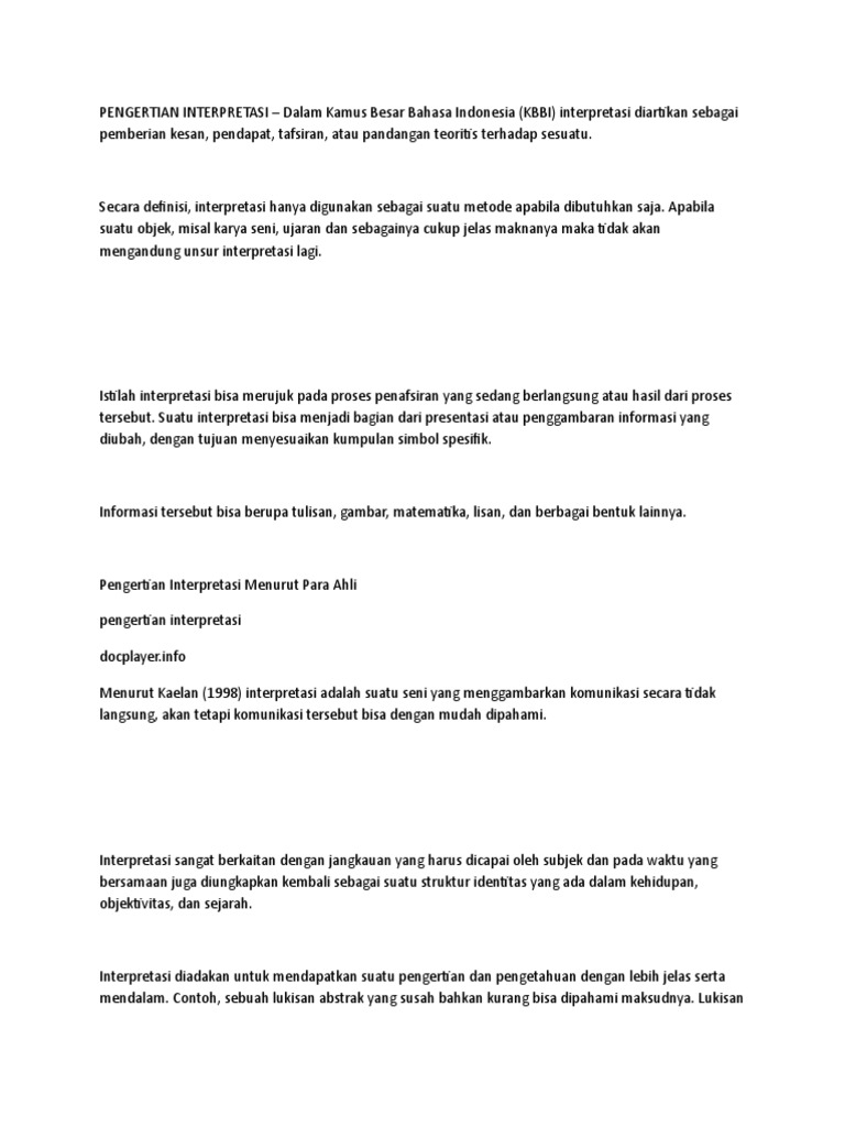Definisi dan Jenis Interpretasi | PDF