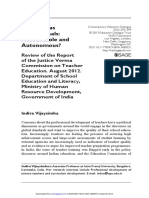 Teachers As Professionals-Accountable and Autonomous-Review of The Report of The Justice Verma Commission On Teacher Education