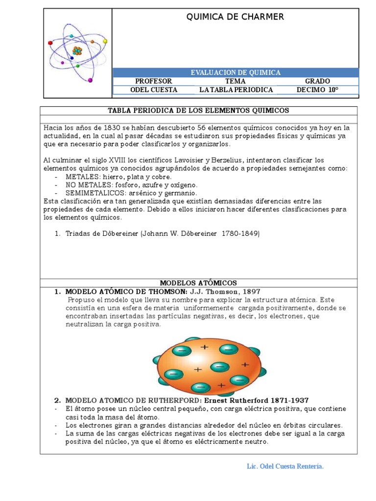 Tabla Periodica de Los Elementos Quimicos | PDF | Átomos | Núcleo atómico