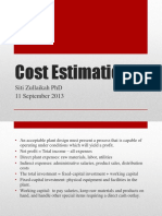 Cost Estimation: Siti Zullaikah PHD 11 September 2013