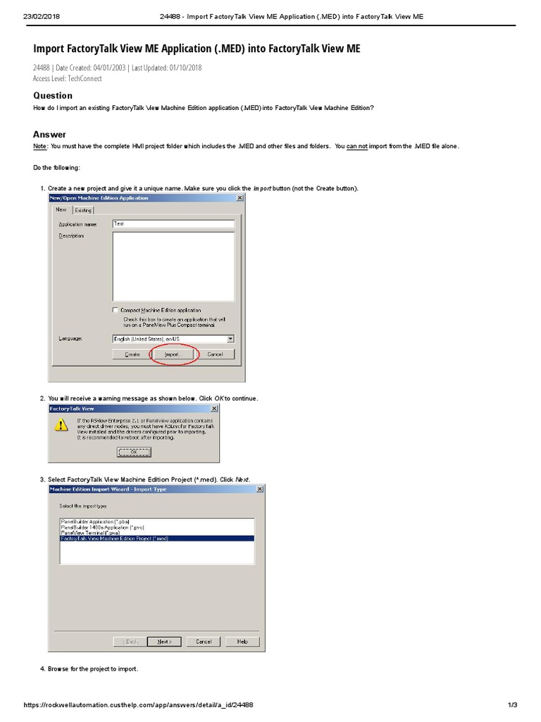 Import FactoryTalk View ME Application (.MED) Into FactoryTalk View ME PDF  | PDF | Computer File | Intellectual Works