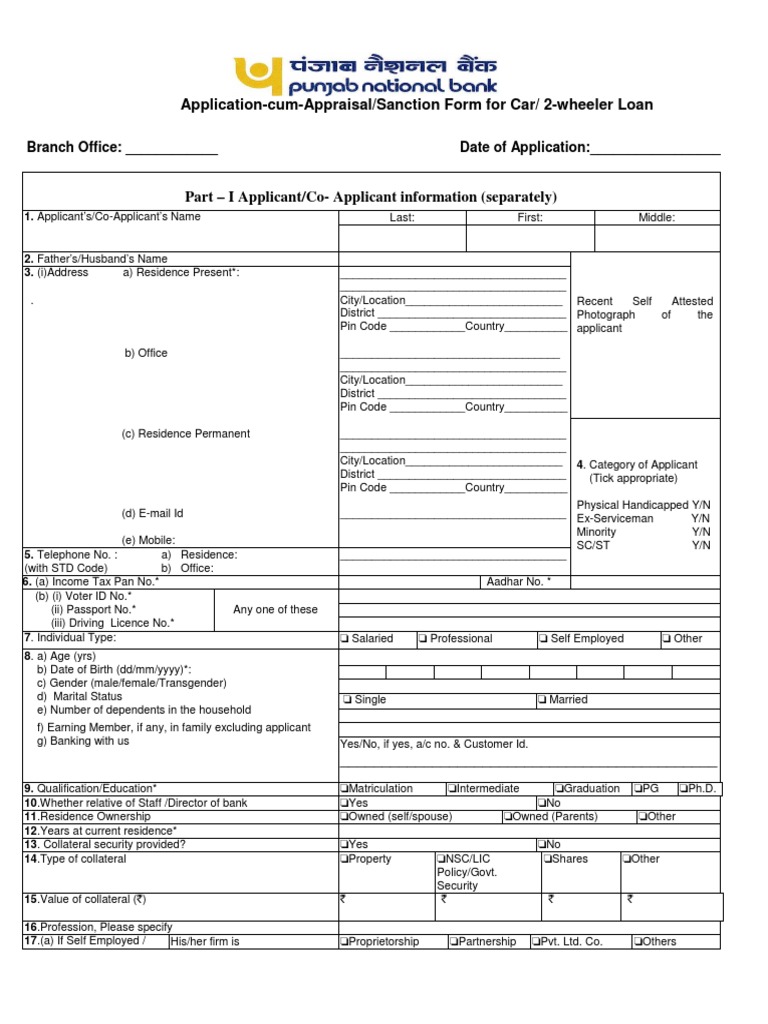 Application Form For Vehicle Car Loan | PDF | Loans | Mortgage Loan