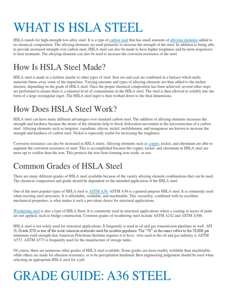 What Is Hsla Steel PDF Steel Alloy