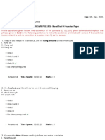 Reg No: 678240 Date: 05 - Dec - 2018. Student Name: Duvva Siva Venkatesh Duvva IBPS CLERKS-VIII PRELIMS - Model Test 84 Question Paper