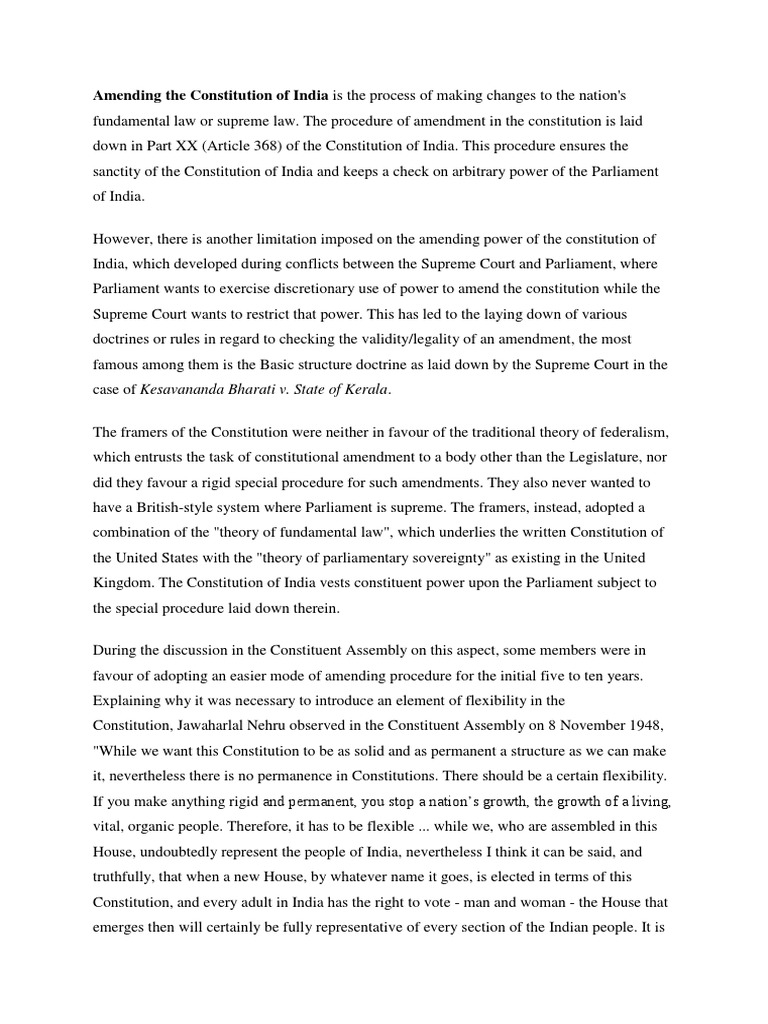 Constitutional Amendment and Its Procedure. | PDF | Constitutional ...