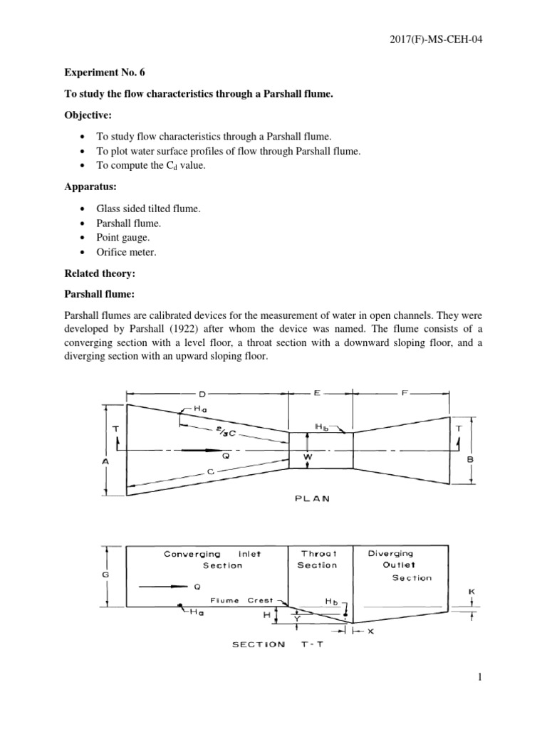 Parshall Flume Flow Characteristics Study | PDF | Chemical Engineering ...