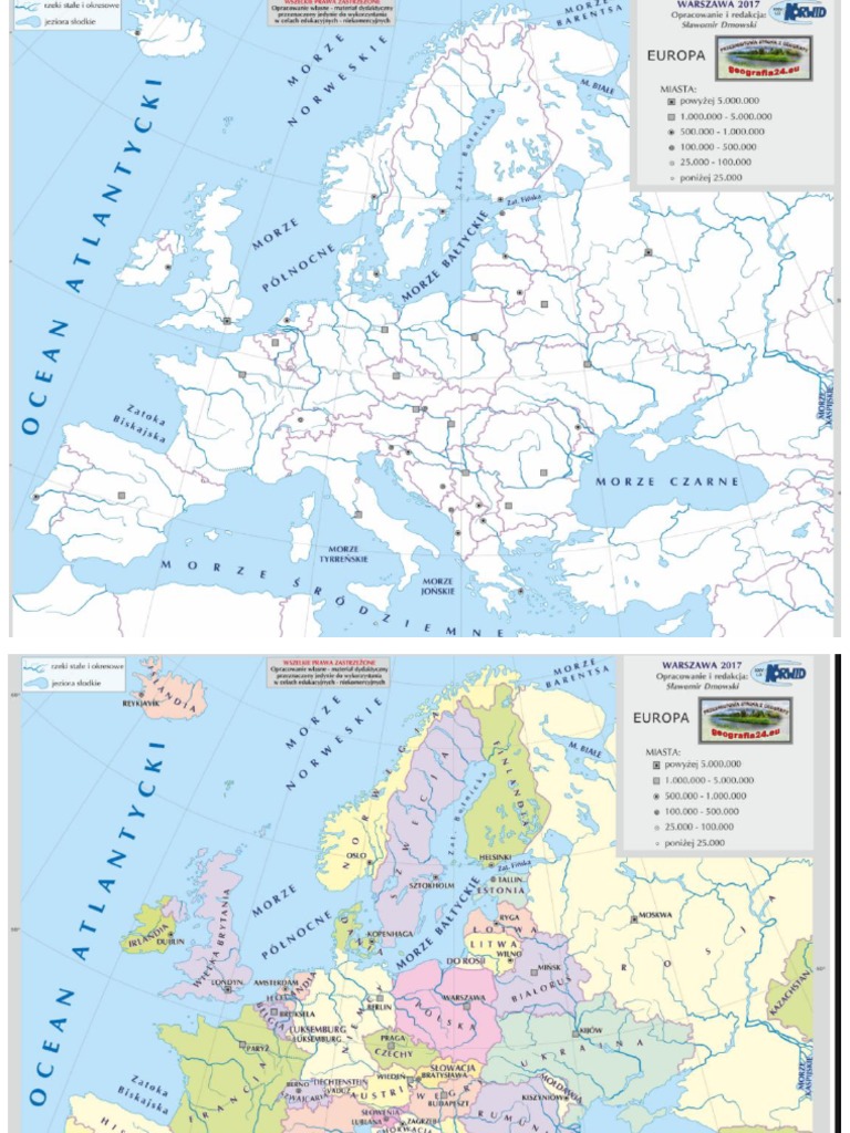 Mapa Konturowa Europy Z Nazwami Państw