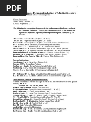 健康・医学 THOMPSON TECHNIQUE REFERENCE MANUAL Thompson Technique Documentation Listings | PDF | Anatomical