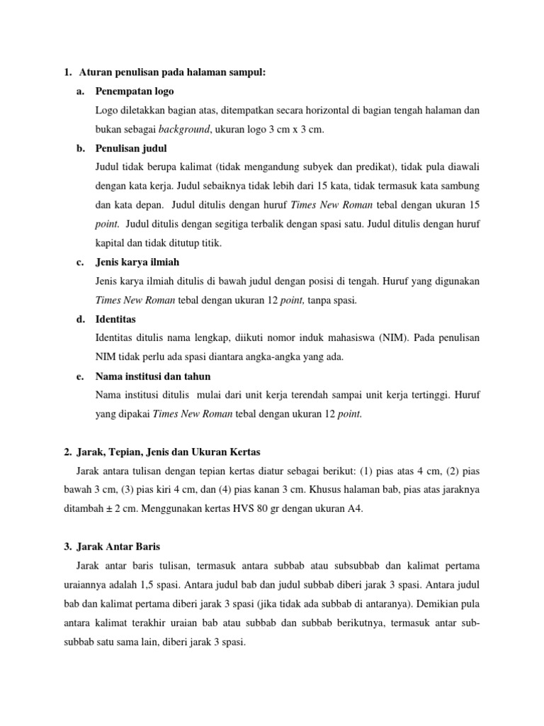 Aturan Penulisan Laporan | PDF
