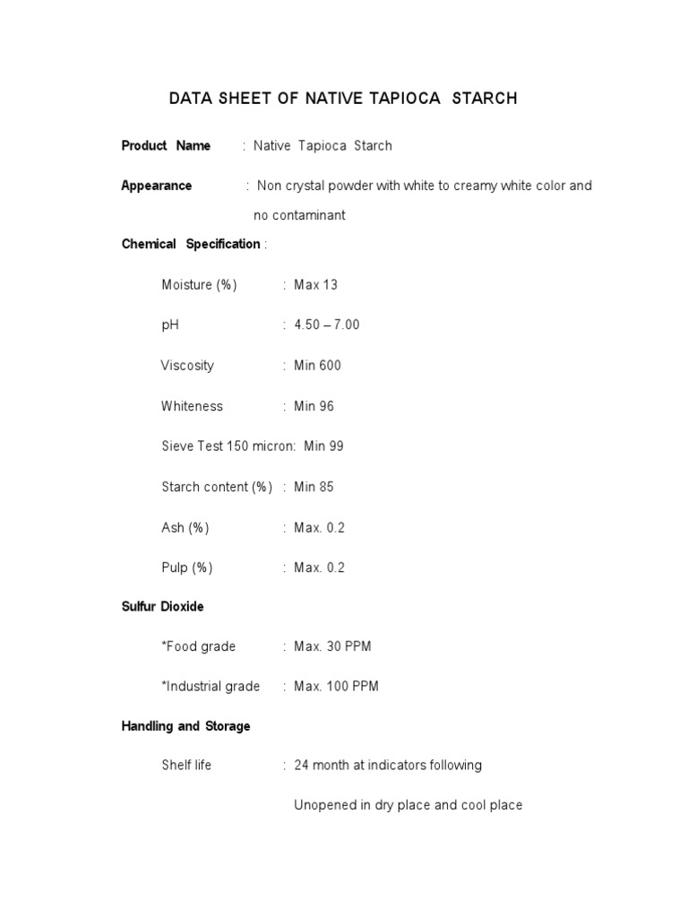 Native Tapioca Starch | PDF