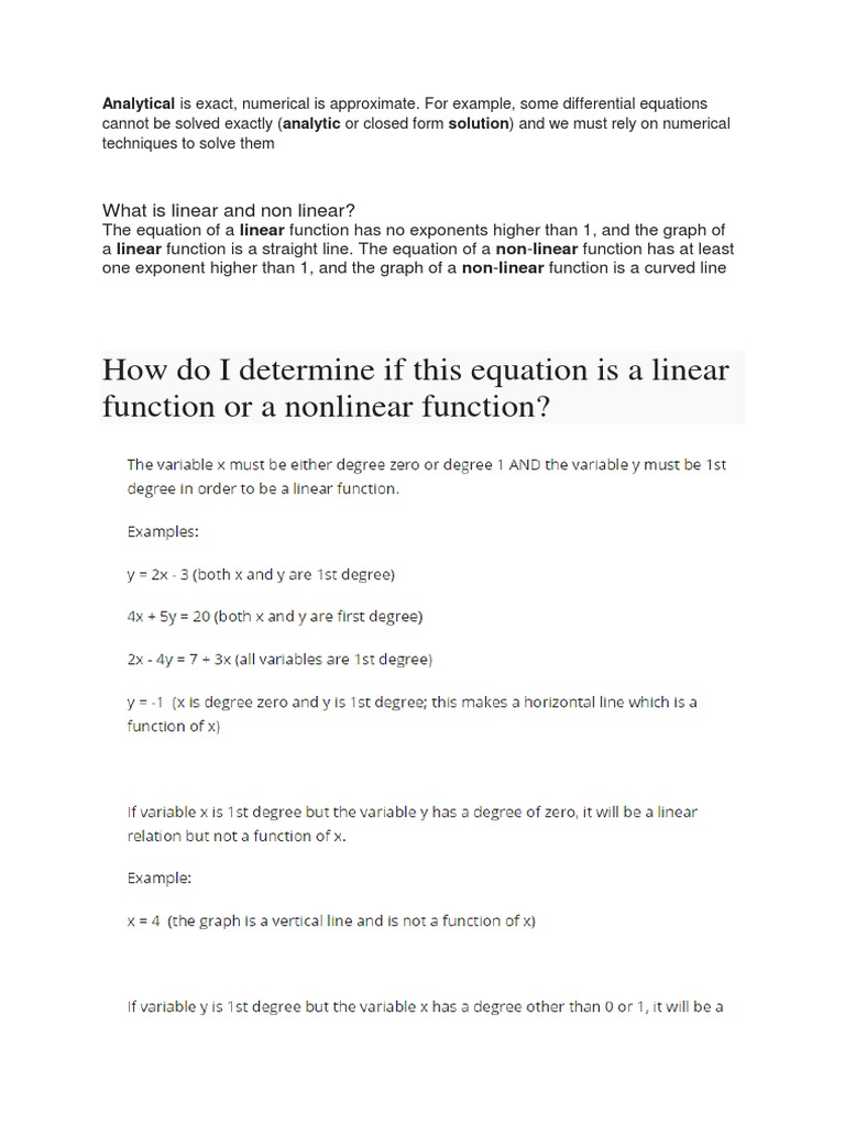 Identifying Linear vs Nonlinear Equations | PDF | Teaching Methods ...