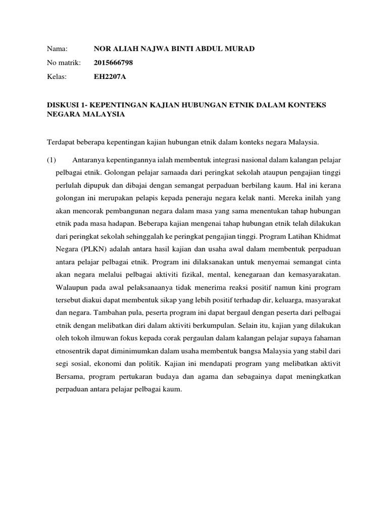 Kepentingan Kajian Hubungan Etnik Di Malaysia  PDF