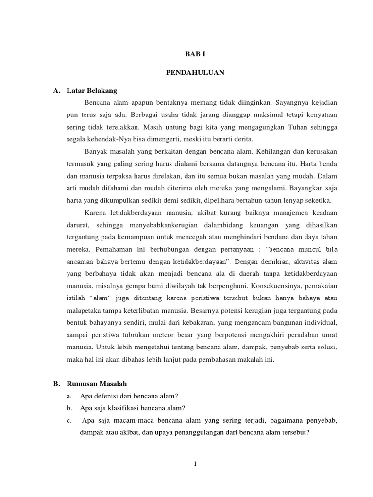 Bab i II III Makalah Bencana Alam Bab i II III Makalah Bencana Alam