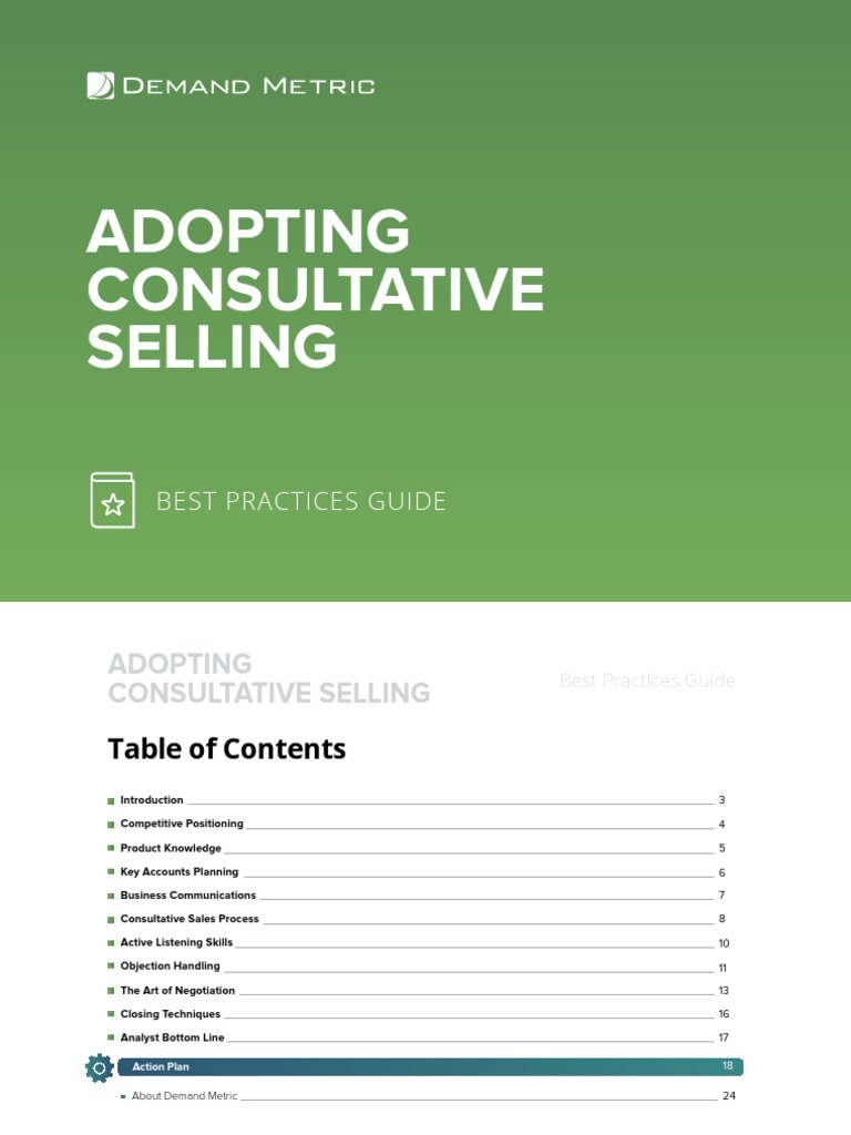 Adopting Consultative Selling Best Practices Guide Pdf Sales