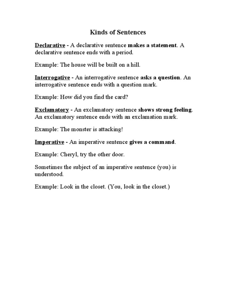 Kinds of Sentences | PDF