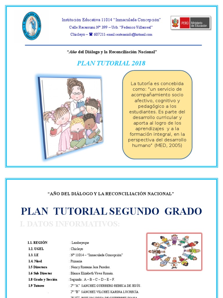 Plan Tutorial de Segundo Grado 2018 | PDF | Salón de clases | Familia