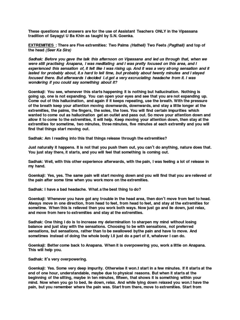 Understanding Extremities in Vipassana | PDF | Breathing