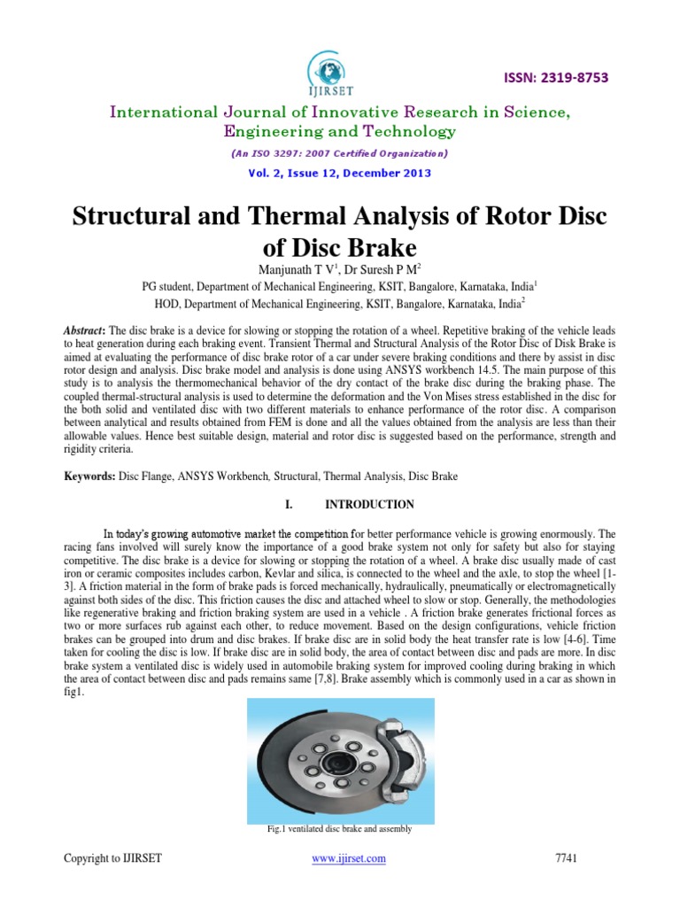 7.design and Analysis of Disk Brake PDF | PDF | Brake | Finite Element ...