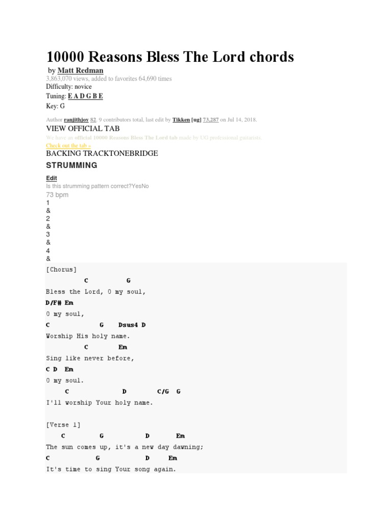 10000 Reasons Chords
