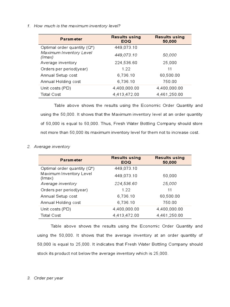 Case 15. Fresh Water Bottling Company PDF Inventory Production