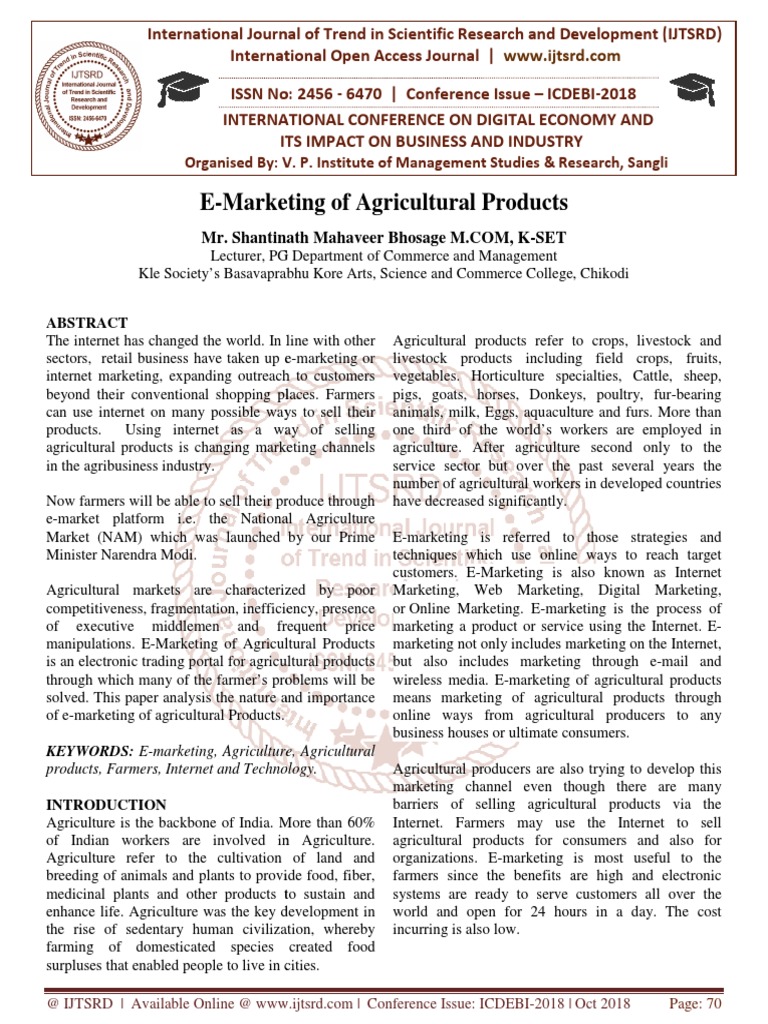 E-Marketing of Agricultural Products | PDF | Agriculture | Marketing