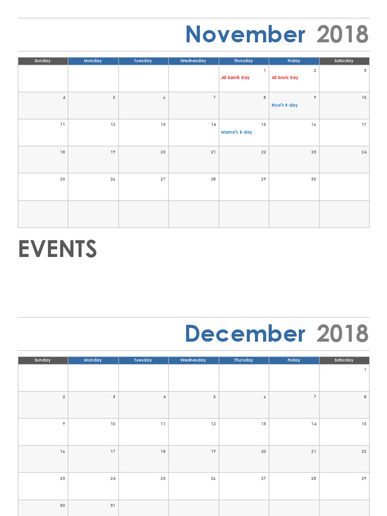 Calendar PDF Sports