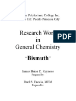 Research Work in General Chemistry: Bismuth
